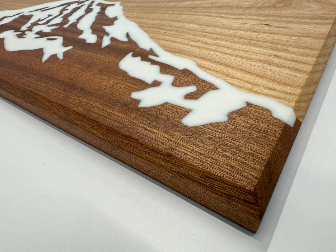 Wooden wall art on a white background.