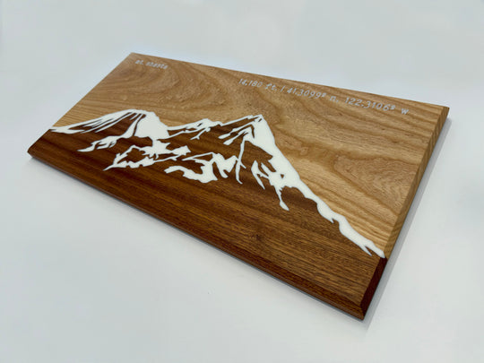 Wooden wall art on a white background.